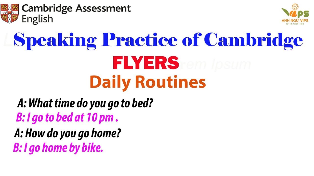 Speaking Practice - FLYERS - Daily Routines