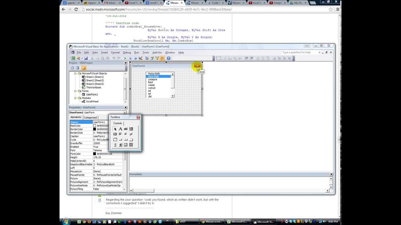 Excel VBA USERFORMS #21 Use the Mouse Scroll Wheel for Listbox! Example included