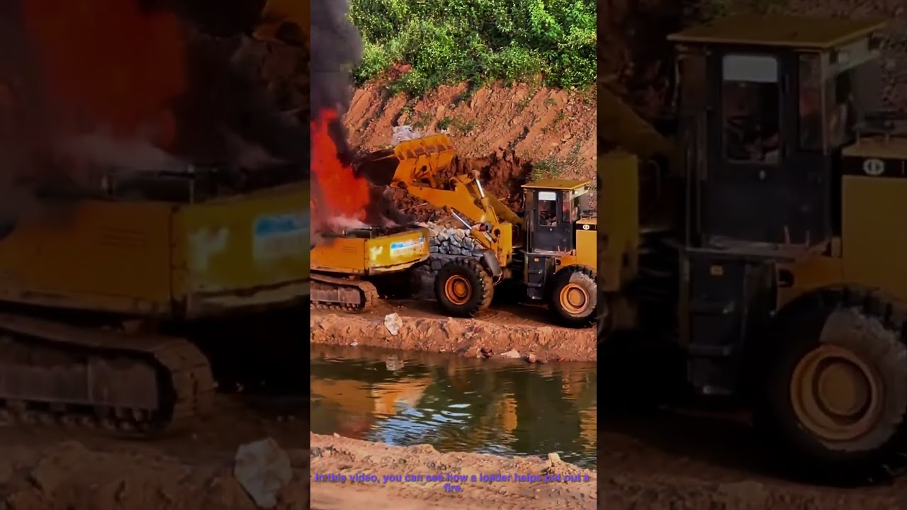 Loader Uses Water to Put Out Fire | Construction Machine Rescue
