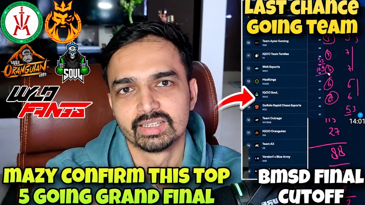 Mazy Confirm This Top 5 Goin Grand Final 😱 Bmsd Final Cutoff 🚨 Last Chance Goin Team 😱 WF Soul OG ❓️