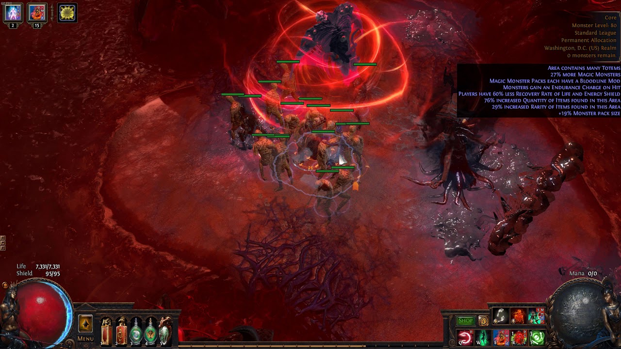 Path of Exile Baron skeleton/zombie summoner vs Red Tier Elder and guardians