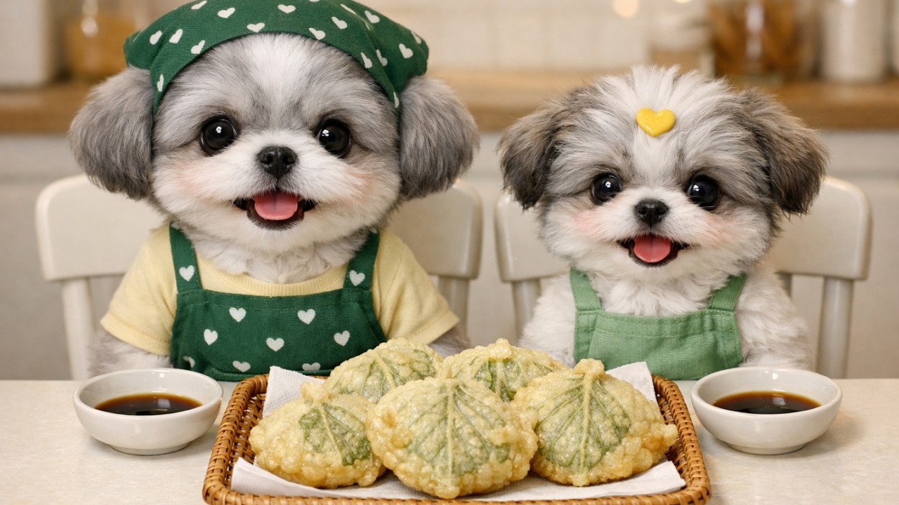 【깻잎 튀김】 바삭바삭!! 모양도 귀엽고 만들기도 쉬운 색다른 간식 마마츄가 만들어봤어요🐶