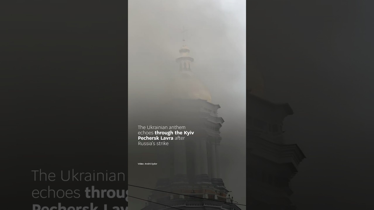 Ukrainian anthem sounds over damaged Kyiv Pechersk Lavra