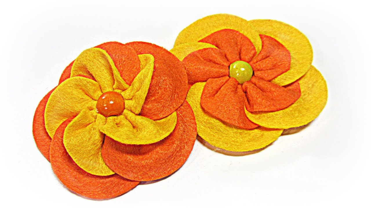 Como hacer flores fáciles de fieltro. Felt flower.