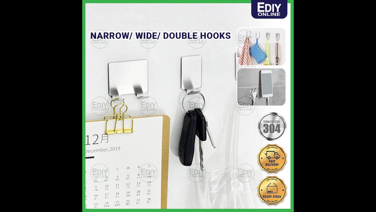 SUS304 Stainless Steel Metal ( Adhesive Hook ) Hanger Hanging Kitchen