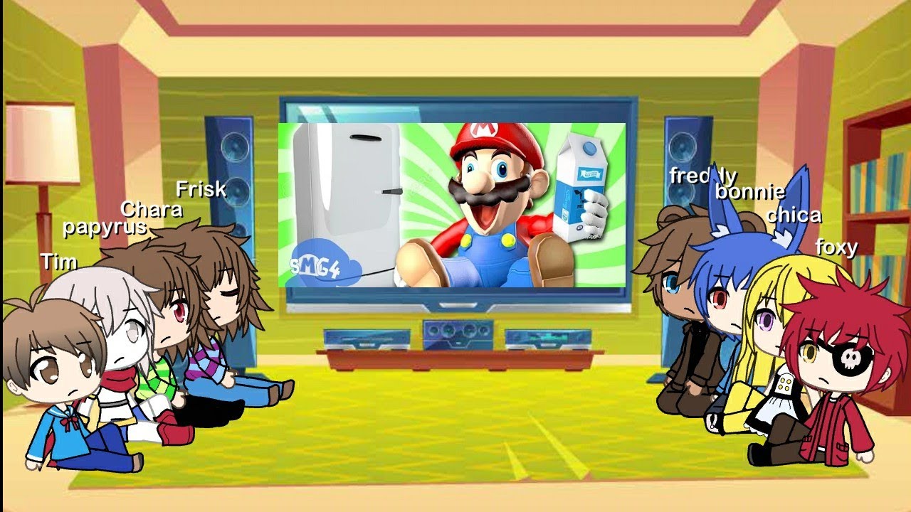 Undertale and FNAF React to SMG4: Mario Goes to the Fridge to Get a Glass Of Milk