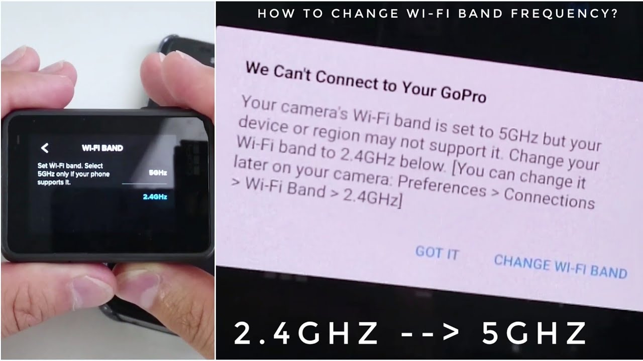 Jak zmienić częstotliwość WiFi w kamerze GoPro HERO 7 Black? | We Can't Connect to Your GoPro