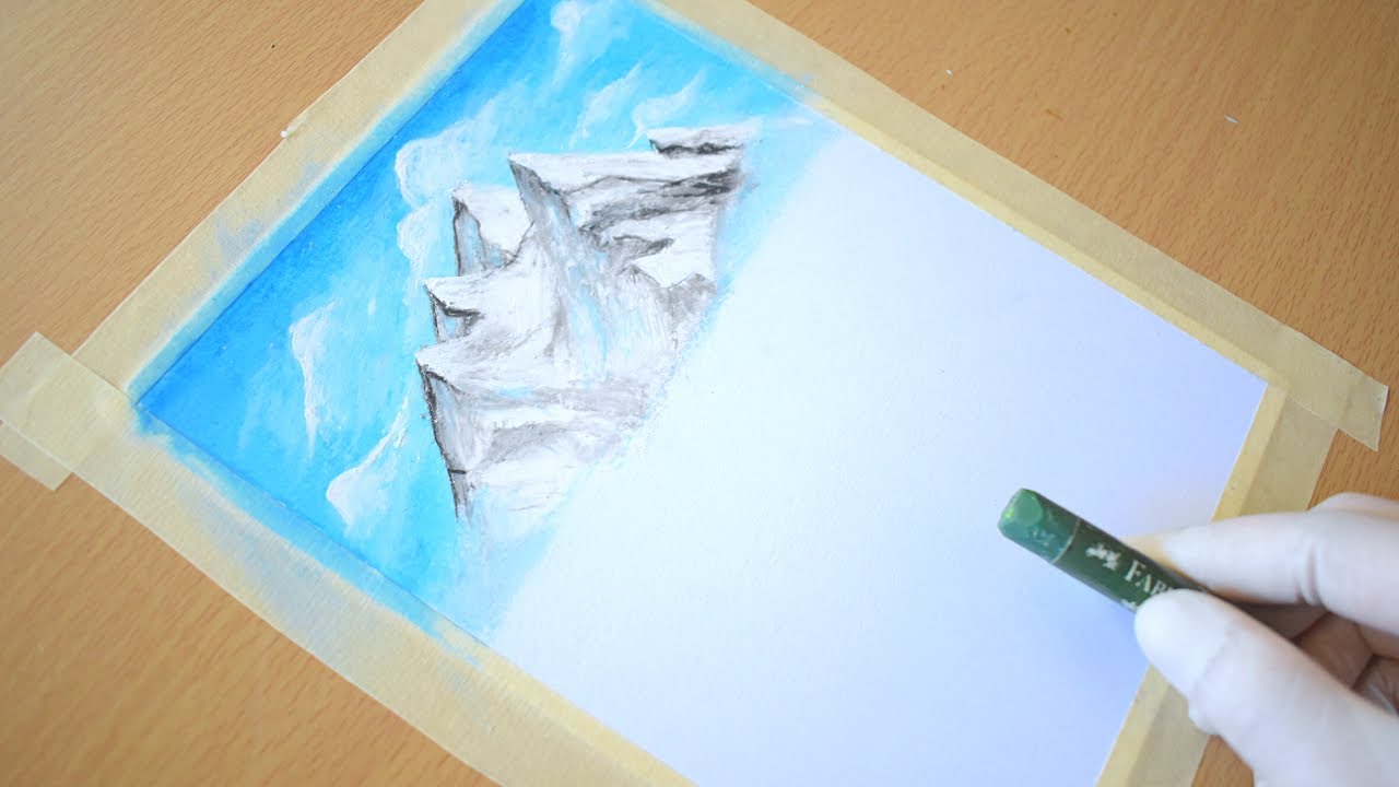 Mountain scenery || Oil pastel drawing for beginners - step by step