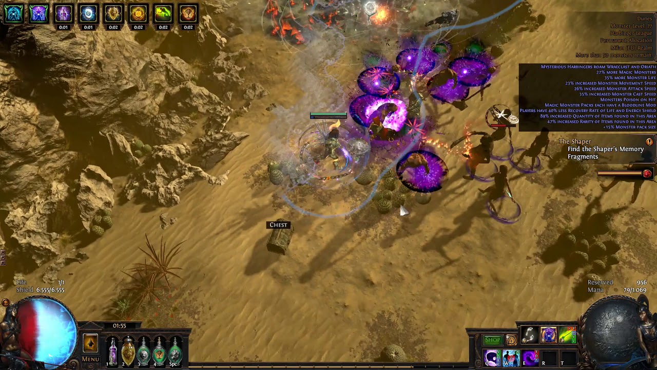 Path of Exile Tri-Curse-CI Caustic Arrow Occultist 3.0 Shaped Dunes (Monster Life)