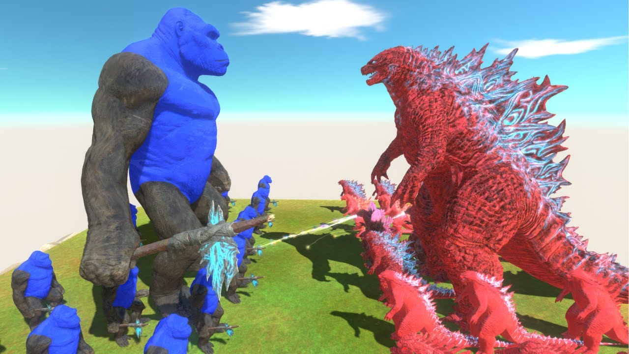 Blue Team vs Red Team | Growing King Kong vs Growing Godzillas - Animal Revolt Battle Simulator