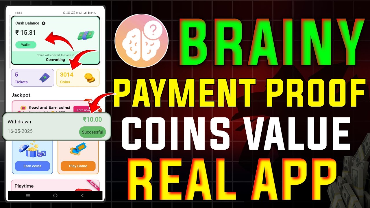 Brainy App Coins Value | Payment Proof | Coins Earning Tricks | Smart Earner #brainyapp #upipayments