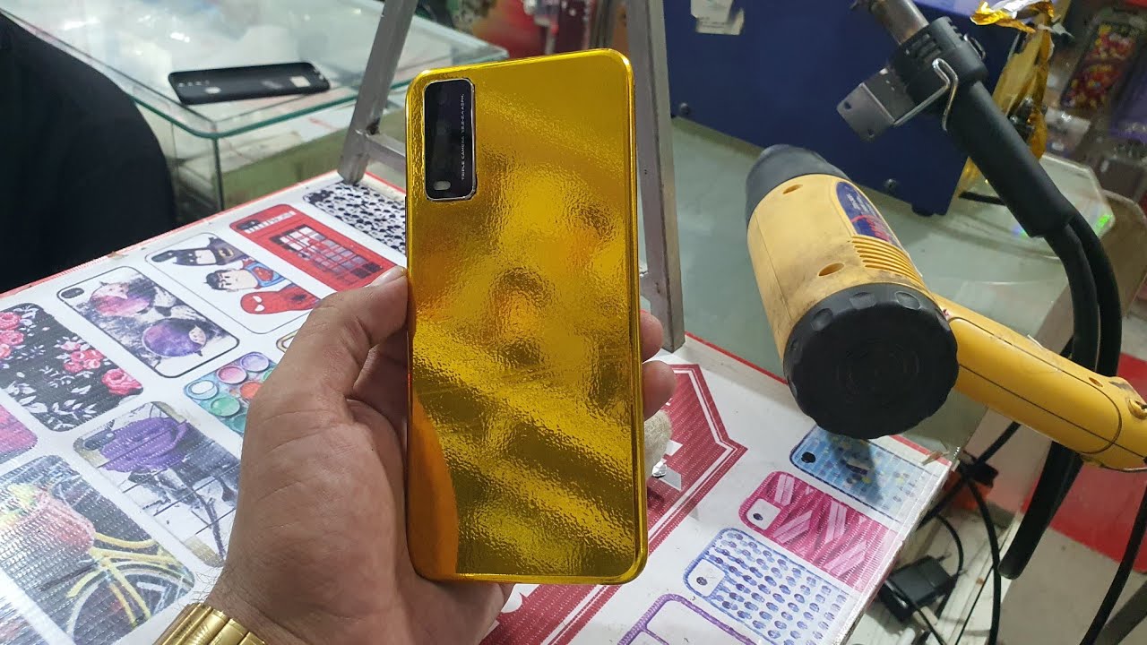VivoY20 Golden Sheet Back Lamination wrapping sticker paper#shorts #youtubeshorts #mobileskinsticker