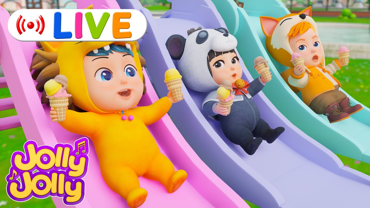 LIVE🔴The Ice Cream Song, Wheels on the Bus + More | Jolly Jolly & Friends - Best Kids Songs!