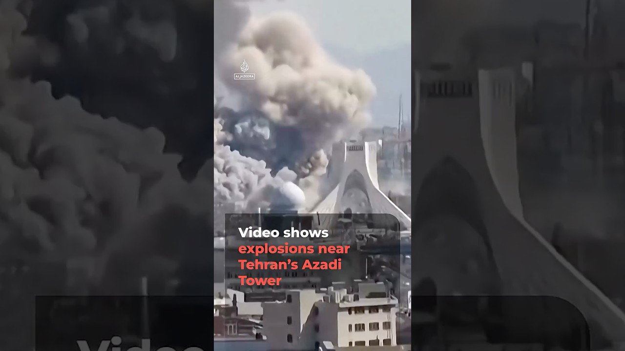 Video shows explosions near Tehran&rsquo;s Azadi Tower | AJ #shorts