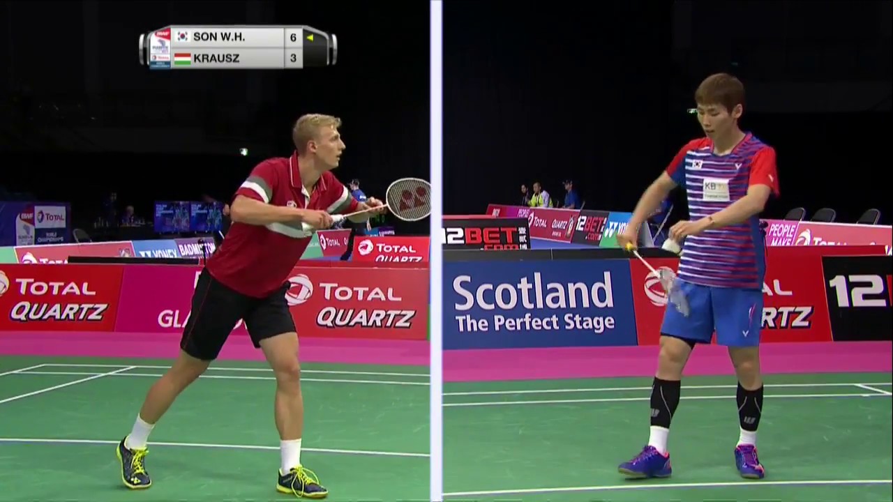TOTAL BWF World Championships 2017 | Badminton Day 3 M8-MS | Son Wan Ho vs Gergely Krausz