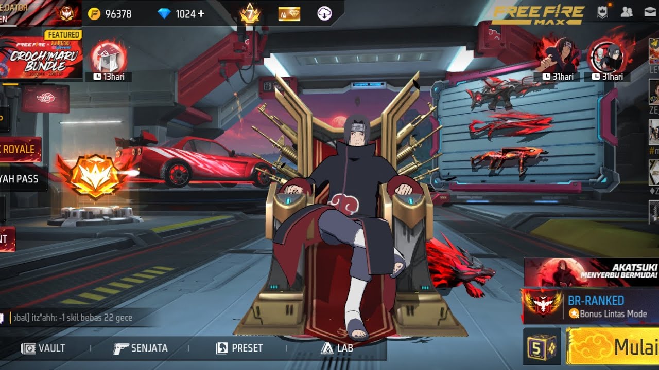 SEPIN BUNDLE ITACHI TOKEN TOWER TER BARU DI FREE FIRE HABISI BERAPA DM YA.?#freefire #ff #naruto 