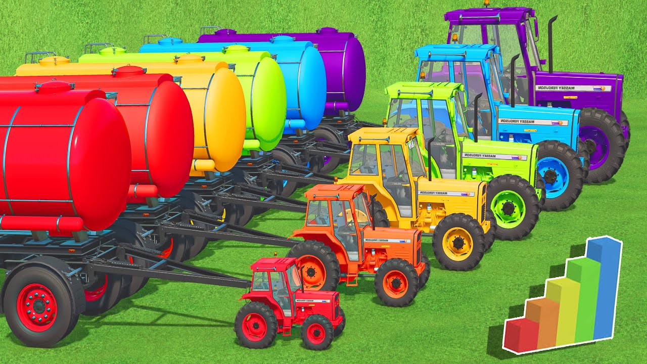 Tiny & GIANT TRACTORs & TANKERs vs DEEP MUD with PORTAL TRAP - TRACTORS vs MUDDY PARKOUR! FS22