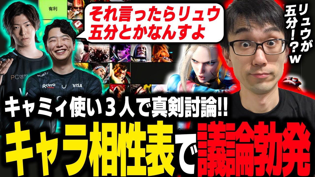 プロのキャミィ使い3人でキャラ相性表を作った結果...大揉め!?【スト６】