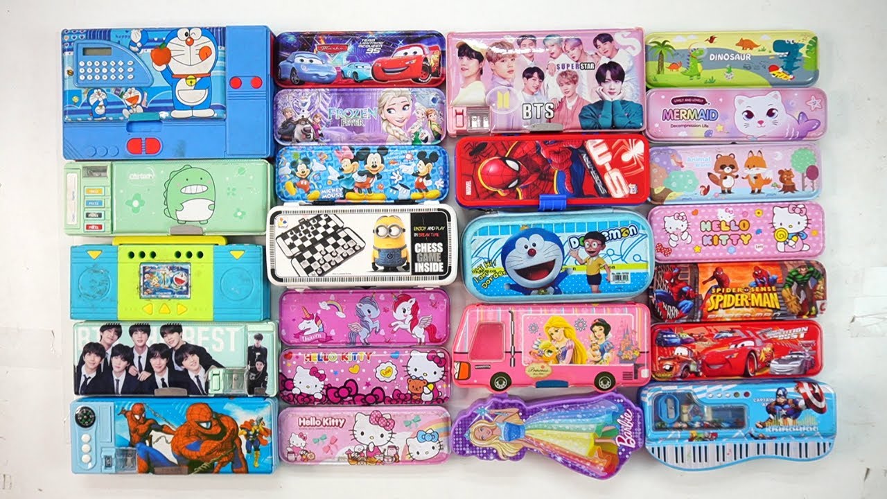 back to school unicorn stationery collection 💥 geometry,pencil box,hello kitty,sharpener,eraser