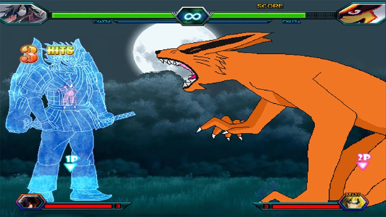 Madara Uchiha VS Nine-Tails Fox (Kurama FULL VERSION) - Bleach Vs Naruto 3.3 (NEW MOD)