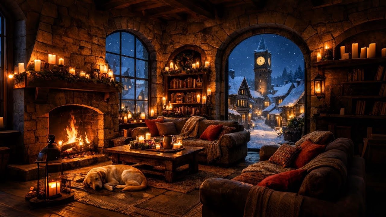 This Place Exists So You Can Slow Down | Fireplace & Snow for 3 Hours – 4K