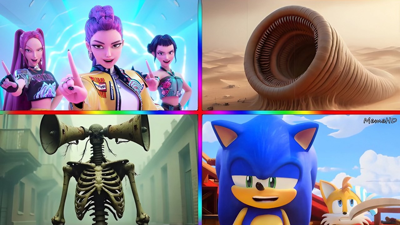 KPop Demon Hunters🆚Erosion Worm 🆚Siren Head 🆚Sonic    🎶 Tiles Hop EDM Rush