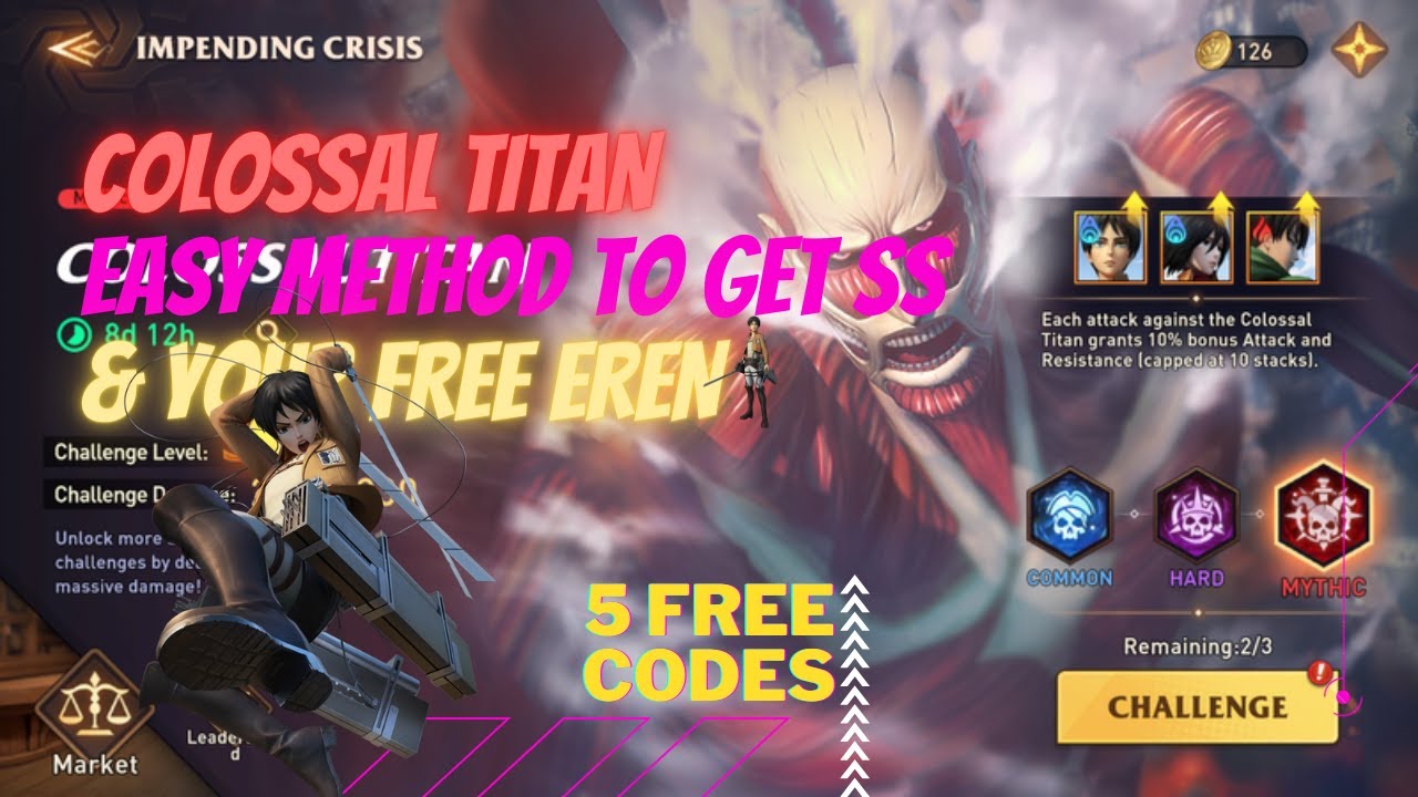 Awaken Chaos Era - 5 FREE CODES + ACE × AOT + Impending Crisis Easy SS 2m for your FREE EREN