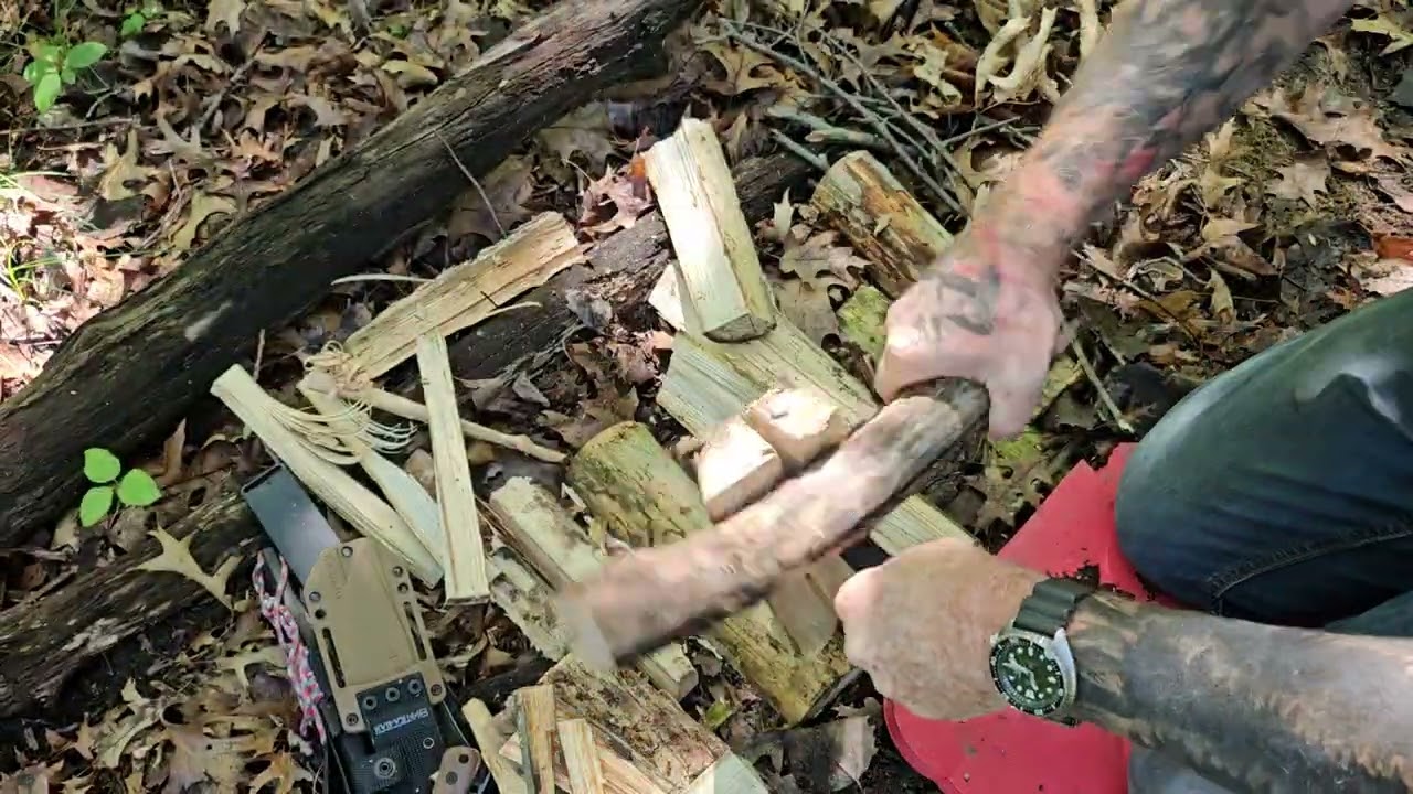 cold steel master hunter making fire. Convex edge!