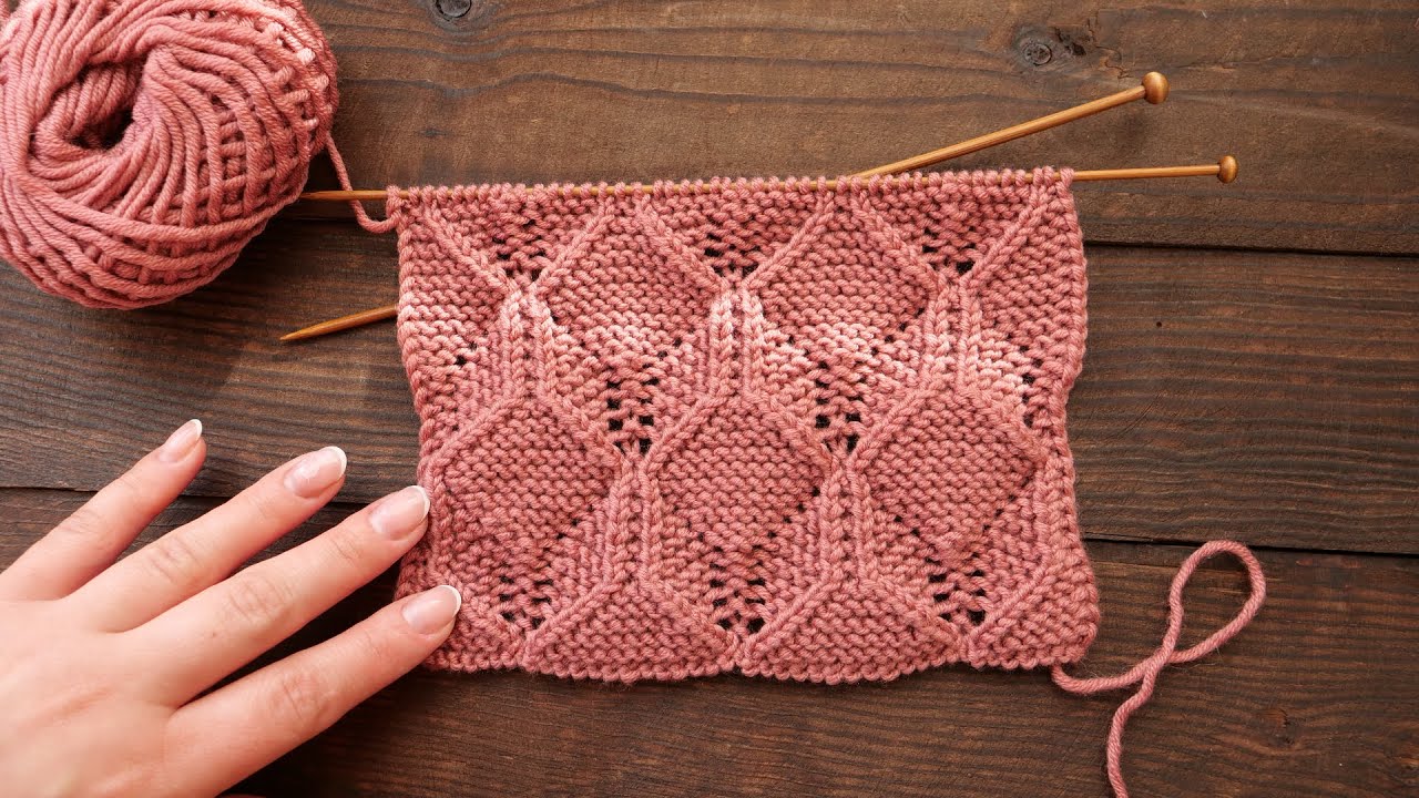 Узор 3D ажур спицами 📹 Pattern 3D openwork knitting