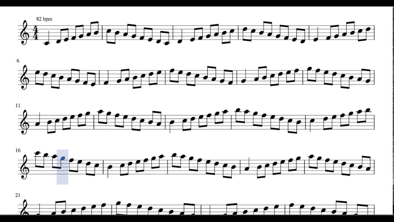 Escalas en Corcheas Vídeo Patrón Partitura de Clarinete