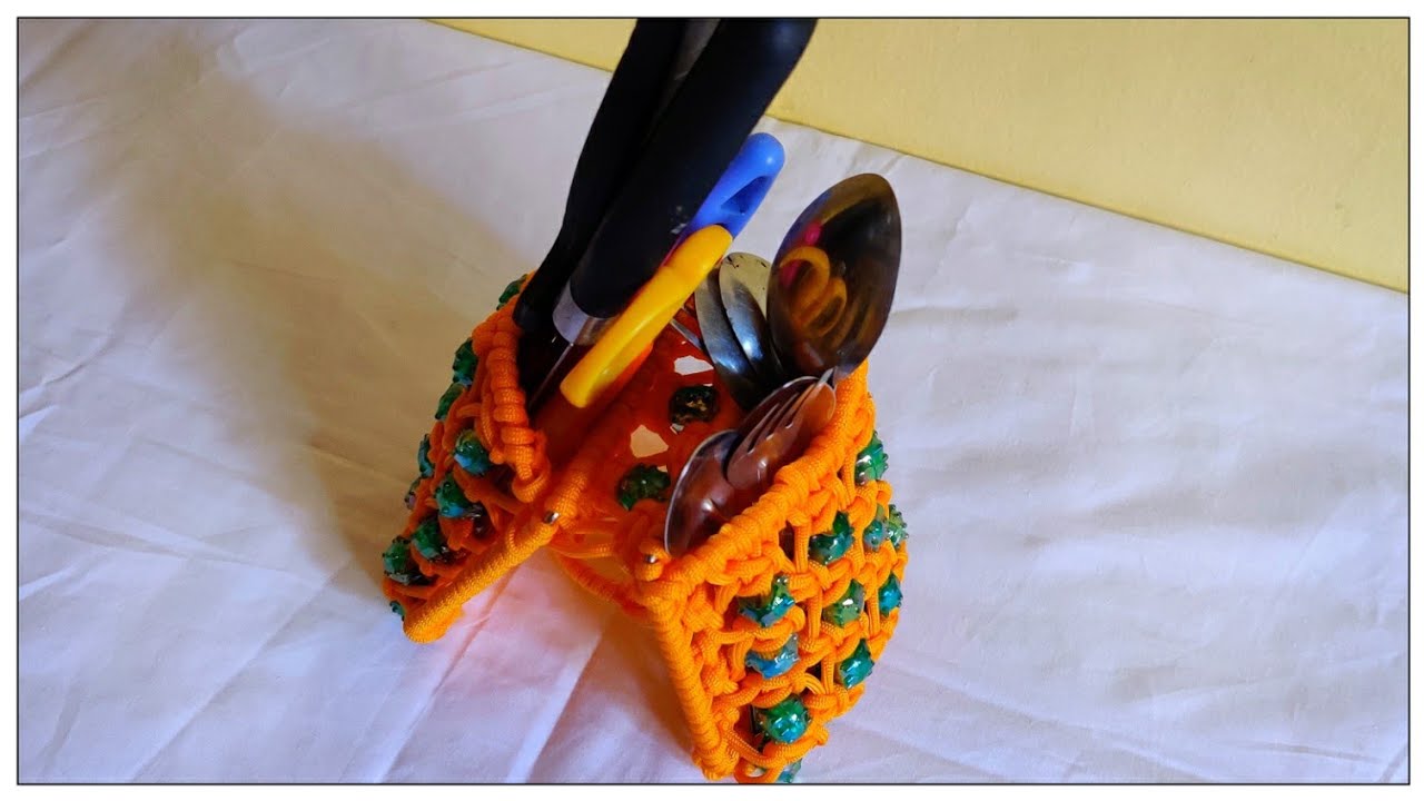 DIY Easy Macrame Spoon Holder Stand | Macrame Knife Holder