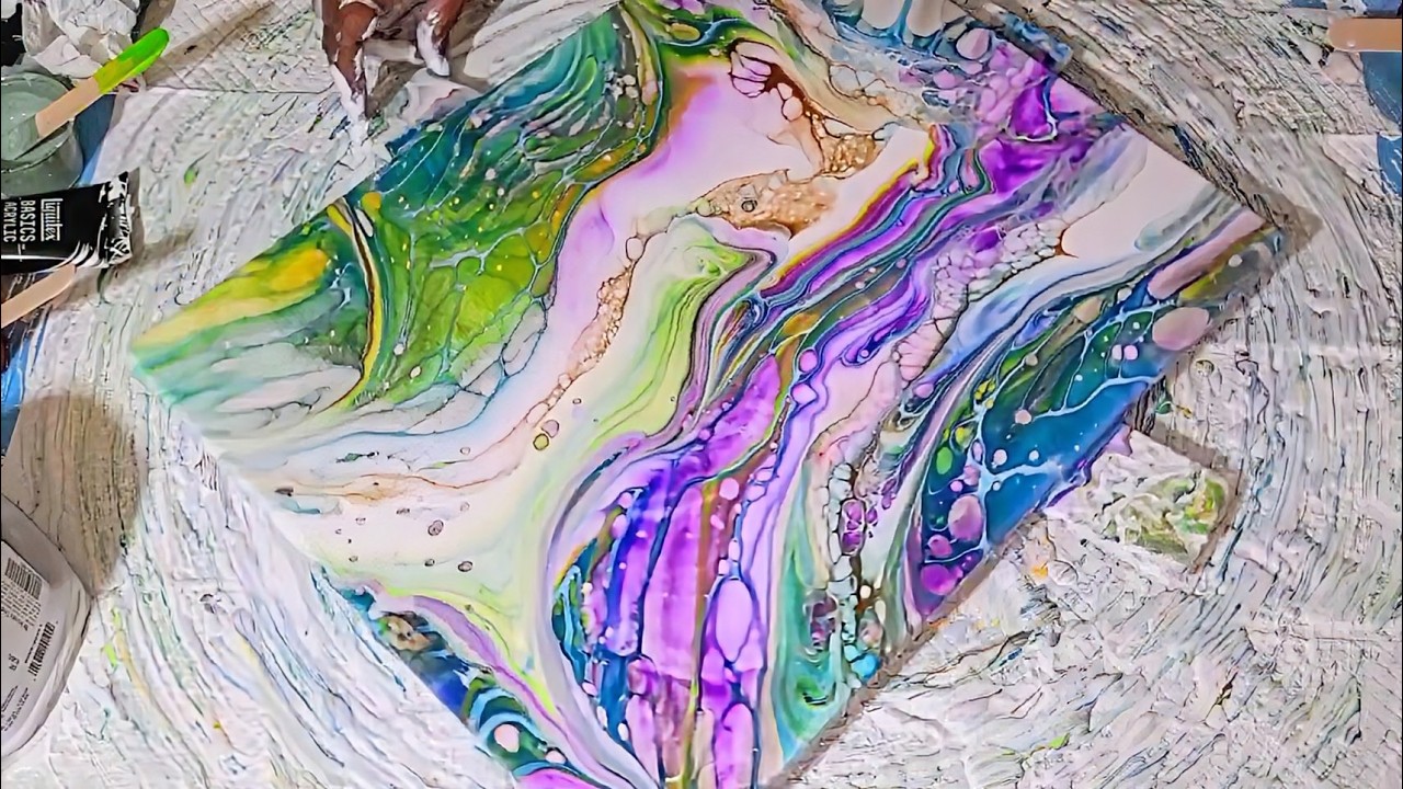 Beautiful Bloom Transfer in Sprimg Color Palette!  #fluidart #bloomtechnique #acrylicpour