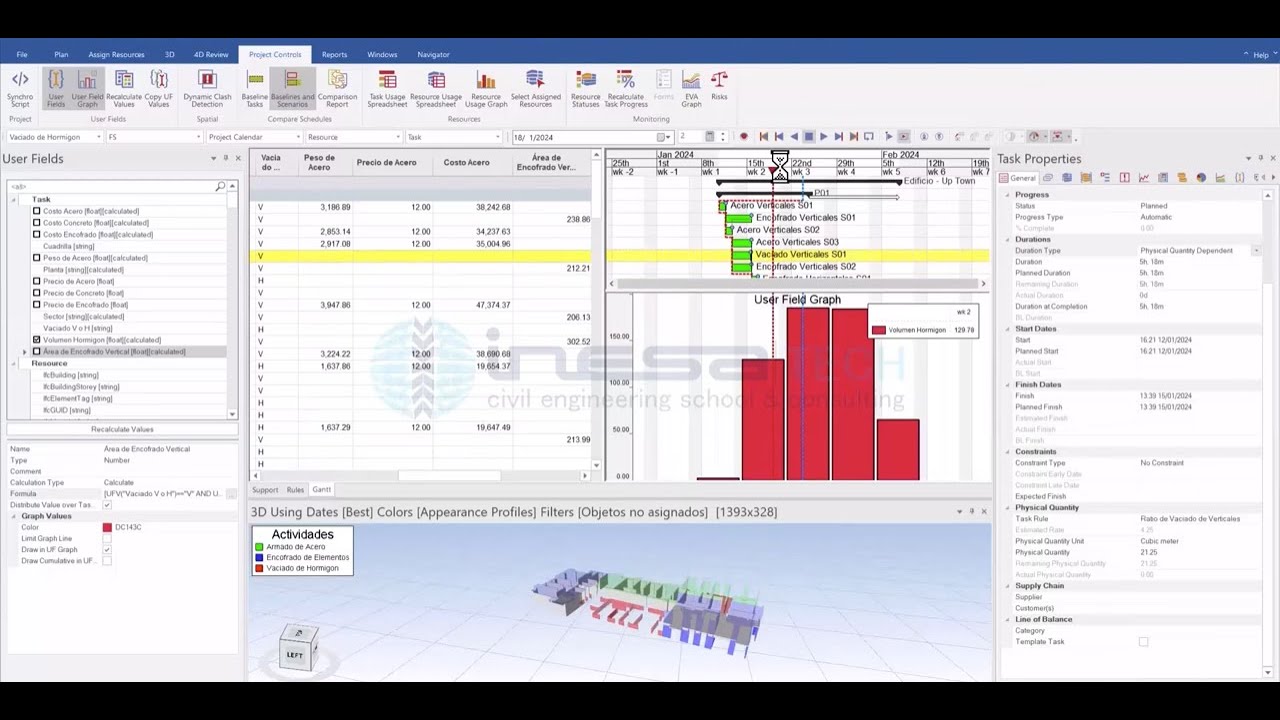 Herramientas Avanzadas de Synchro 4D Pro para la Simulación BIM 4D y Control de Obras