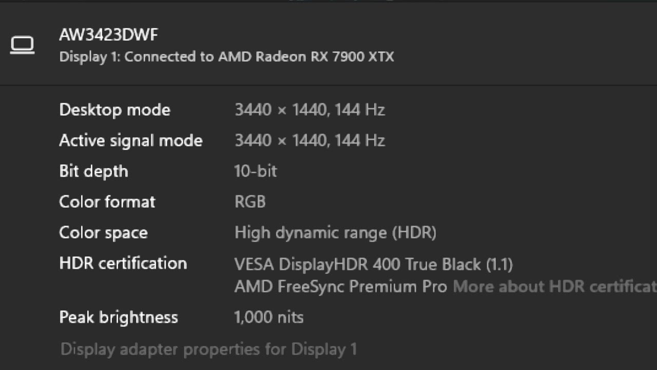 How to achieve 144 Hz 10-bit on AW3423DWF with an AMD GPU