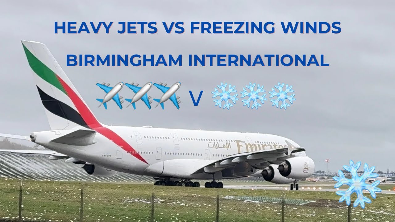 4K #aviation | Airbus A380 and Dreamliners in Harsh Freezing winter Winds | Birmingham Airport BHX
