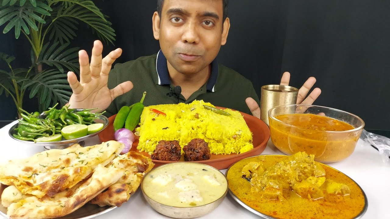ASMR PULAO FRIED RICE AND BUTTER PANEER MUKBANG FOOD EATING SHOW
