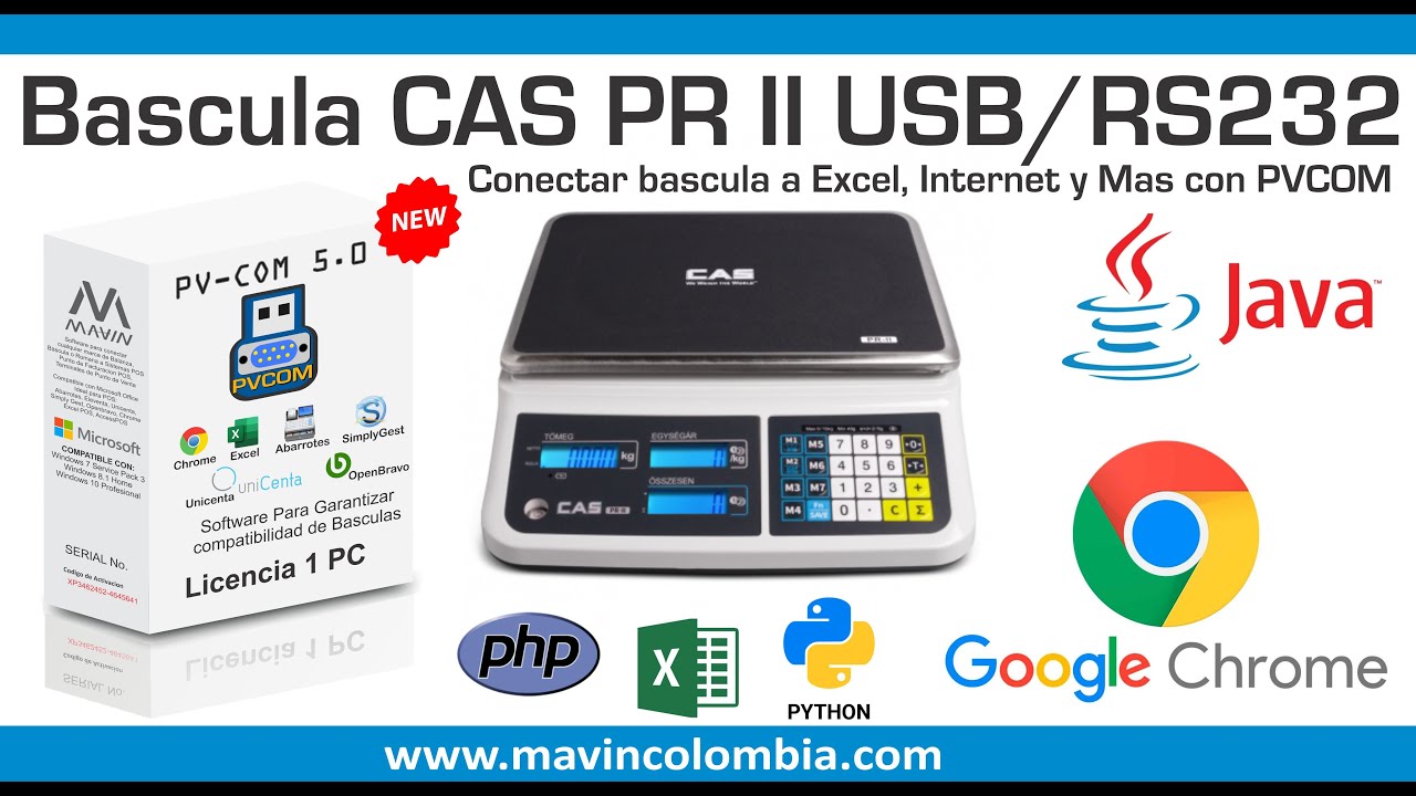 Bascula CAS PR II USB RS232 Odoo Abarrotes Eleventa y Todas las App de Windows