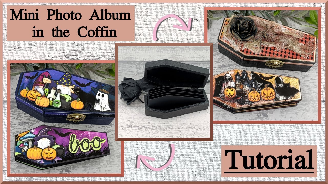 TUTORIAL & PRESENTATION - Mini Photo Album in the Coffin - Halloween ideas - scrapbooking, DIY