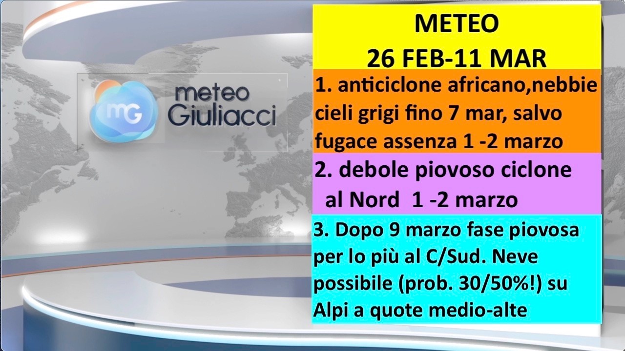 METEO 26 FEB-11 MARZO. TANTI GG CON L'AFRICANO, POI TORNANO LE  PIOGGE