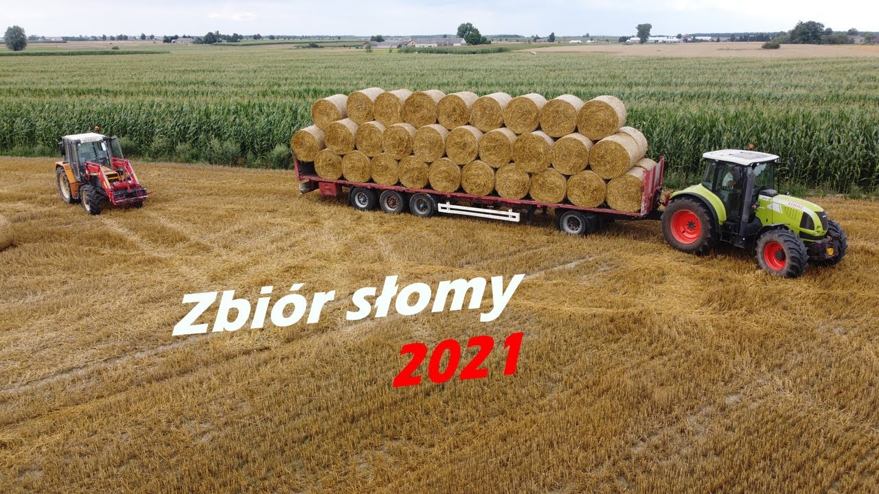 Belowanie słomy / Zbiór słomy / Claas Arion 640 / Renault 95.14