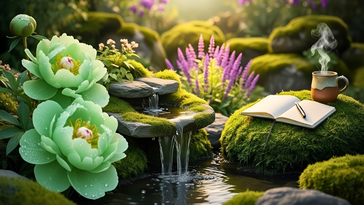 Peaceful Garden Waterfall | 1 Hours📚 Deep Work & Relaxation