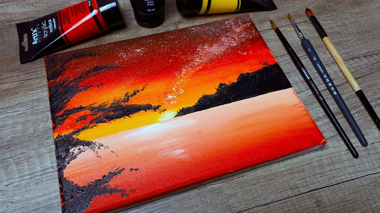 Cómo Pintar un Paisaje de Mar / Técnicas de Pintura Acrílica Fácil