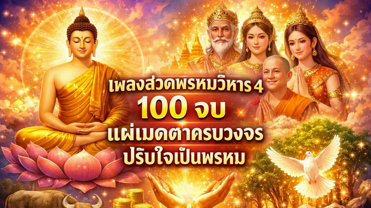 เพลงสวดพรหมวิหาร 4 (บทยาว) 100 จบ แผ่เมตตาครบวงจร ปรับใจเป็นพรหม #100จบ