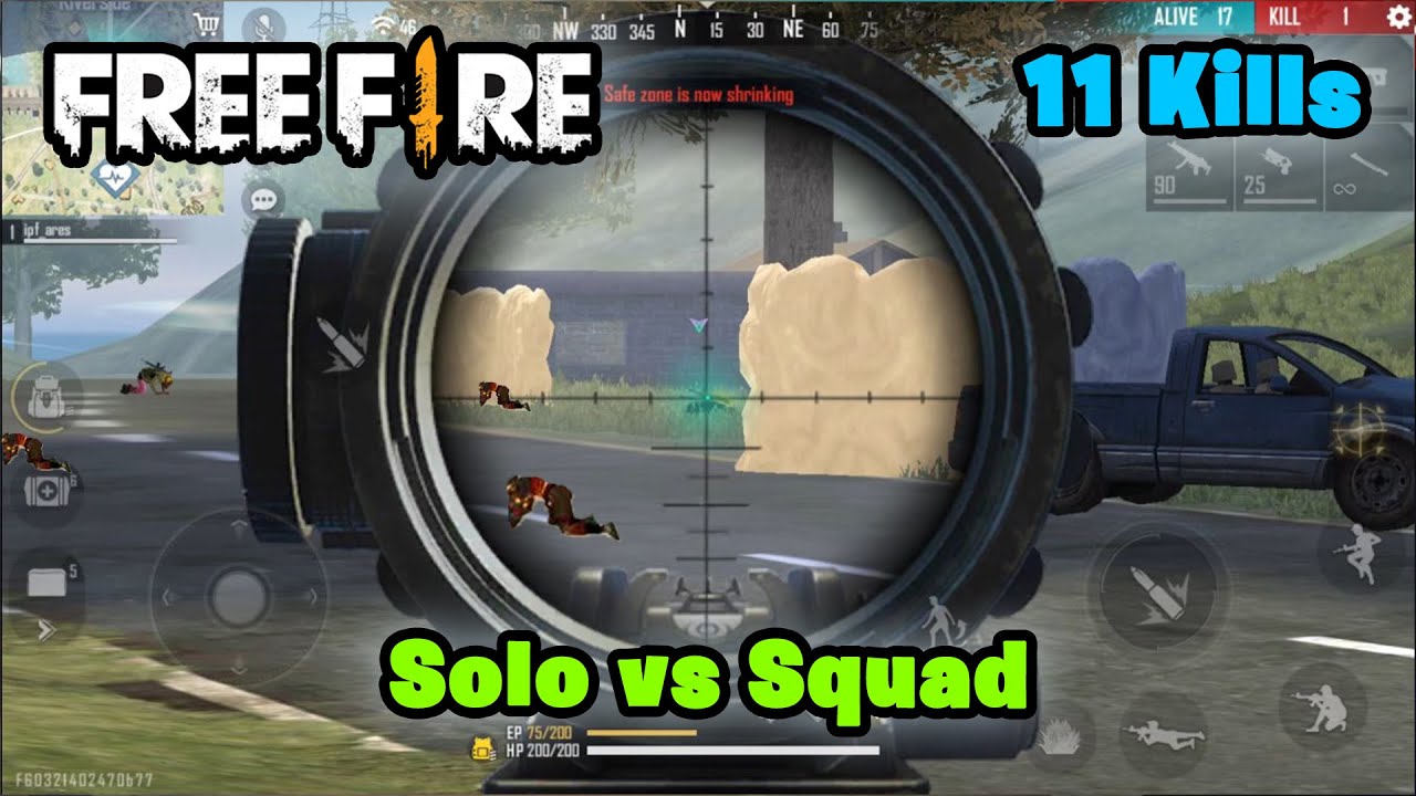 Solo vs Squad 11 Kills!!! Garena Free Fire gameplay by IPF Gaming
