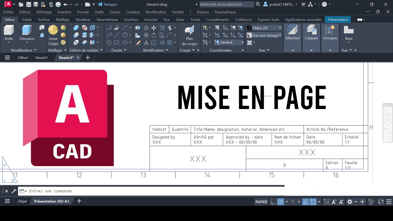 CRÉONS ÉTAPE PAR ÉTAPE UNE MISE EN PAGE AVEC CARTOUCHE SUR AUTOCAD 🦺