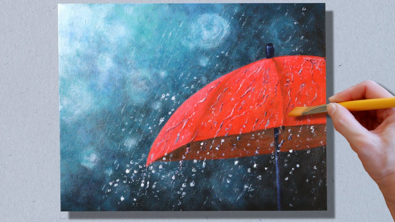 RAINY DAY Acrylic painting Beginner 🌂Acrylic Painting for Beginners Rainy Day