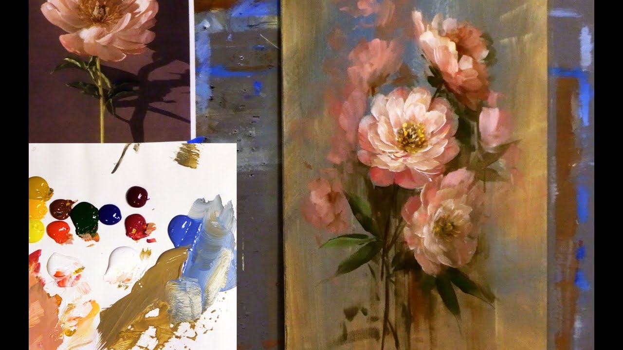 Using Acrylic Mediums to Paint a Peony