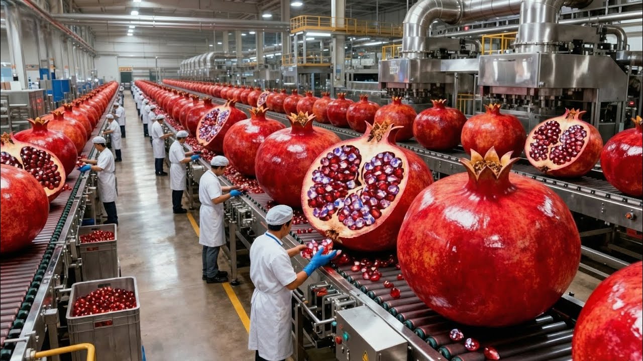 Inside a Modern Pomegranate Factory | From Raw Pomegranates to Premium Bottled Juice (Full Process)