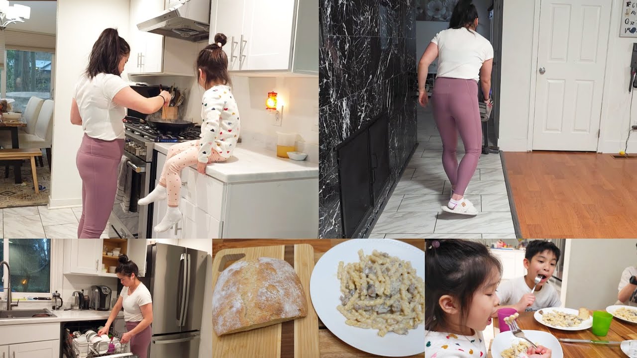 Mom of 3 | cooking | house chores | Chinese Mom made super creamy mushroom sausage pasta for dinner 