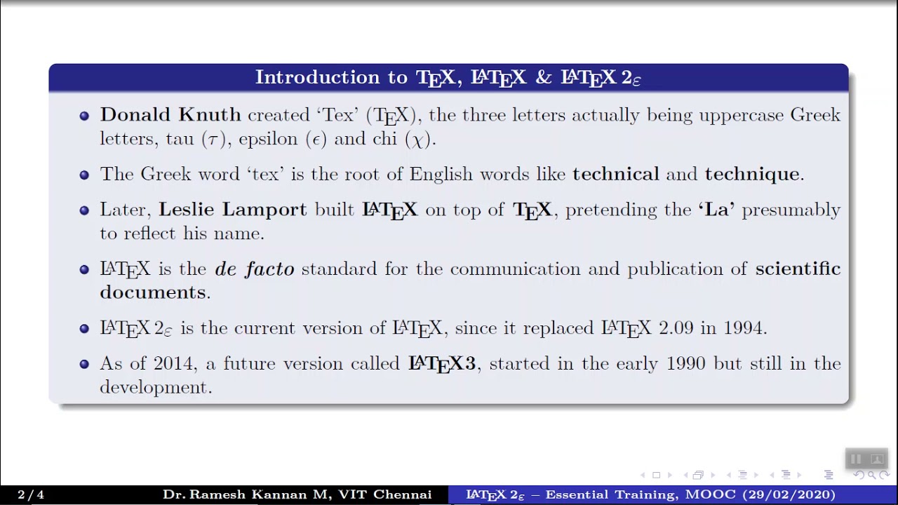Introduction to TeX, LaTeX, LaTeX 2&epsilon;